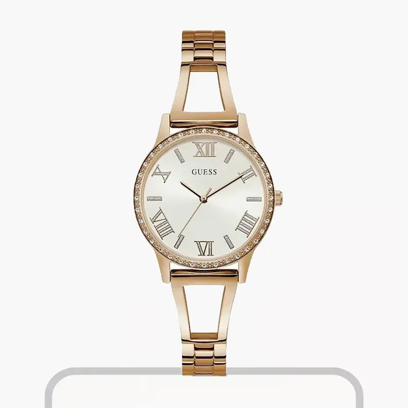 Guess Lucy White Dial Rose Gold-tone Casual Ladies Watch- W1208L3